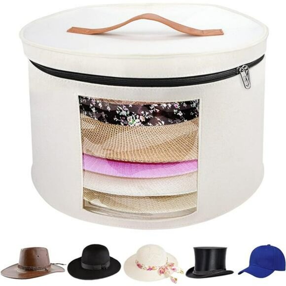Large Hat Storage Box Foldable Felt Travel Organizer for Hats Toys Clothes - Picture 1 of 8
